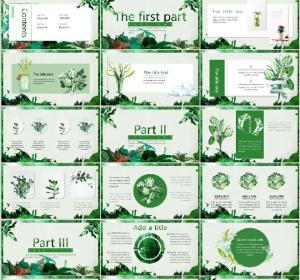 Green leaf plant background PowerPoint Templates