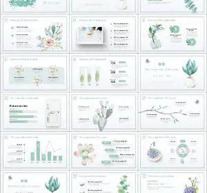 Cactus Work Report PowerPoint Templates