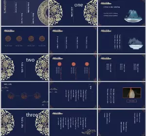 Chinese blue and white PowerPoint templates