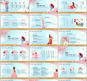 Sakura Girl Business PowerPoint Templates