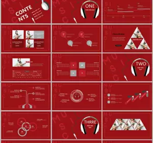 Red Music Theme PowerPoint Templates