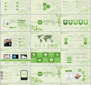 Great! Green Leaf Business Report PowerPoint Templates