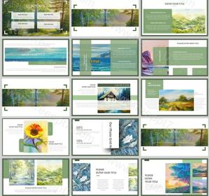 Aesthetic Oil Painting Art Style Business PowerPoint Templates