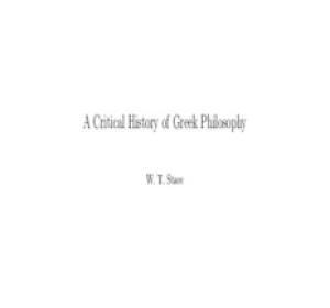 A Critical History of Greek Philosophy